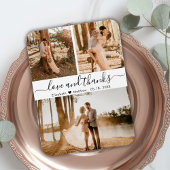 Elegantes Script 3 Foto Collage Wedding Vielen Dan Magnet