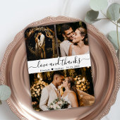 Elegantes Script 3 Foto Collage Wedding Vielen Dan Magnet