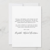 Elegantes Script 3 Foto Hochzeit Dankeskarte (Rückseite)