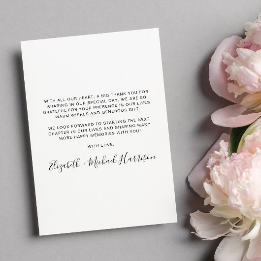 Elegantes Script 3 Foto Hochzeit Dankeskarte