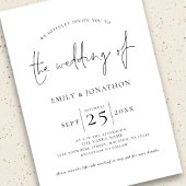 Elegantes Script 3 Foto QR Code Schwarz-weiß Hochz Einladung