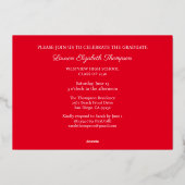 Elegantes Script 3 Foto Red Abschluss Gold Folieneinladung (Rückseite)