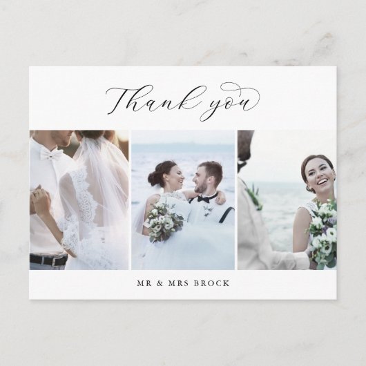 Elegantes Script 3 Foto Vorlage Danke Postcard Postkarte (Vorderseite)
