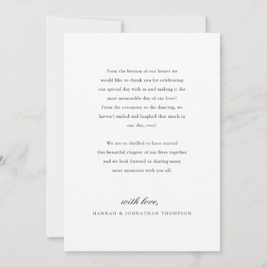 Elegantes Script 3 Foto Wedding Dankeschön Card Dankeskarte (Rückseite)