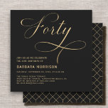 Elegantes Script 40 Black Gold 40. Geburtstag Einladung<br><div class="desc">Mit dieser eleganten Script 40 Black Gold 40. Geburtstagseinladung kannst du einen fantastischen Meilenstein setzen. Diese Einladung mit raffinierten Schwarz- und Goldtönen strahlt Eleganz und Charme aus. Das elegante Drehbuch fügt eine persönliche Touch hinzu und ist somit die perfekte Wahl für einen unvergesslichen 40. Geburtstag im Stil.</div>