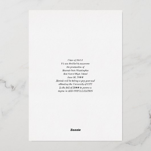 Elegantes Script 4 Foto Abschluss Ankündigung (Rückseite)