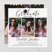 Elegantes Script 4 Foto Abschluss Ankündigung (Vorne/Hinten)