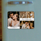 Elegantes Script 4 Foto Collage Wedding Vielen Dan Magnet
