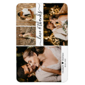Elegantes Script 4 Foto Collage Wedding Vielen Dan Magnet (Vertikal)