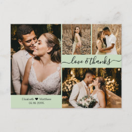Elegantes Script 4 Foto Collage Wedding Vielen Dan Postkarte