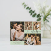 Elegantes Script 4 Foto Collage Wedding Vielen Dan Postkarte (Stehend Vorderseite)