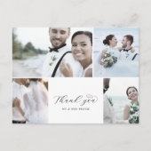 Elegantes Script 4 Foto Collage Wedding Vielen Dan Postkarte (Vorderseite)