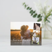 Elegantes Script 4 Foto Collage Wedding Vielen Dan Postkarte (Stehend Vorderseite)