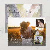 Elegantes Script 4 Foto Collage Wedding Vielen Dan Postkarte (Vorne/Hinten)