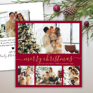 Elegantes Script 4 Foto Collage Weihnachtsfeiertag Feiertagskarte