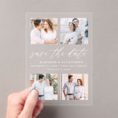 Elegantes Script 4 Foto Hochzeit Speichern Sie das Acryleinladungen (Insitu (Handheld))