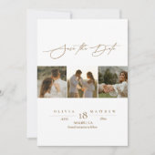 Elegantes Script 4 Foto Hochzeit Speichern Sie die Save The Date (Vorderseite)