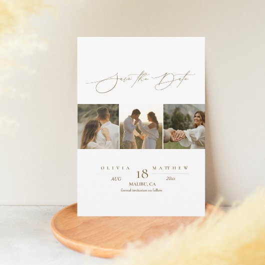 Elegantes Script 4 Foto Hochzeit Speichern Sie die Save The Date