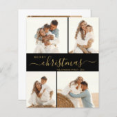 Elegantes Script 4 Foto Weihnachtskarte (Vorne/Hinten)