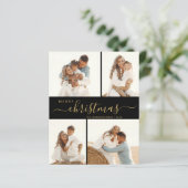 Elegantes Script 4 Foto Weihnachtskarte (Stehend Vorderseite)
