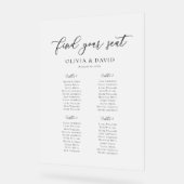 Elegantes Script 4 Table Seating Chart Akryllische Acrylschild (Winkel)