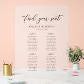Elegantes Script 4 Table Seating Chart Akryllische Acrylschild (Hochzeit)