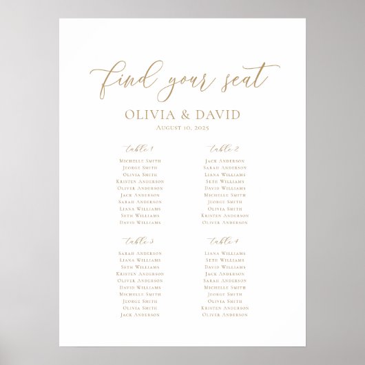 Elegantes Script 4 Tables Willkommenssymbol Poster (Vorne)