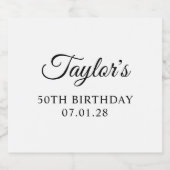 Elegantes Script 50. Geburtstag Alkoholflaschenetikett (Einzelnes Label)