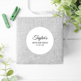Elegantes Script 50. Geburtstag Runder Aufkleber