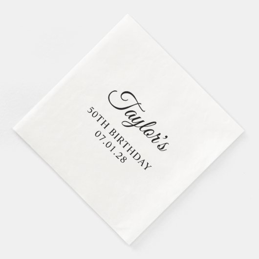 Elegantes Script 50. Geburtstag Serviette (Ecke)
