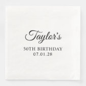 Elegantes Script 50. Geburtstag Serviette (Vorderseite)