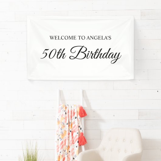 Elegantes Script 50. Geburtstag Willkommen Banner (Insitu)