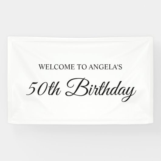 Elegantes Script 50. Geburtstag Willkommen Banner (Horizontal)