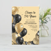 Elegantes Script 50. Hochzeitstag Einladung (Stehend Vorderseite)