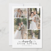 Elegantes Script 5 Foto Collage Wedding Dankeskarte (Vorderseite)