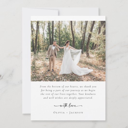 Elegantes Script 5 Foto Collage Wedding Dankeskarte (Rückseite)