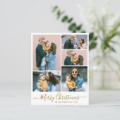 Elegantes Script 5 Foto Collage Weihnachten (Stehend Vorderseite)