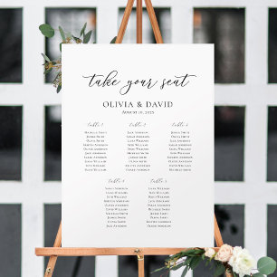 Elegantes Script 5 Tabellen Begrüßungsdiagramm Poster