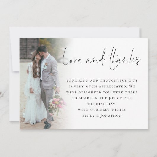 Elegantes Script 6 Fotos Hochzeit Liebe Danke Karte (Vorderseite)