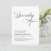 Elegantes Script 70. Geburtstag Minimalistisch Einladung (Stehend Vorderseite)