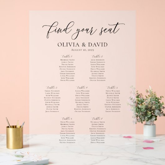 Elegantes Script 7 Tabelle Sitzdiagramm Akryllisch Acrylschild (Hochzeit)