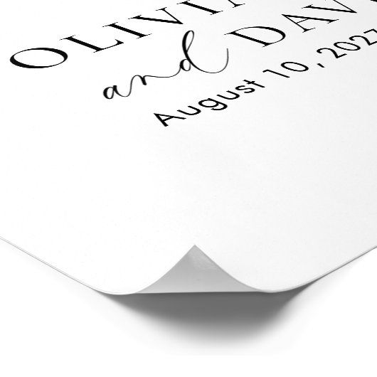 Elegantes Script 7 Tisch Seating Chart Foam Board Poster (Ecke)