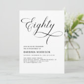 Elegantes Script 80. Achtzig Minimalistisch Geburt Einladung (Stehend Vorderseite)