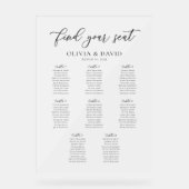 Elegantes Script 8 Tabelle Seating Chart Akryllisc Acrylschild (Vorderseite)