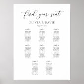 Elegantes Script 8 Tabelle Seating Chart Poster (Vorne)
