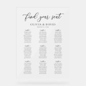 Elegantes Script 9 Table Seating Chart Akryllische Acrylschild (Vorderseite)