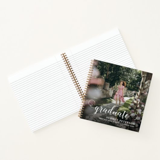 Elegantes Script Abschluss 2 Foto Gästebuch Notizblock (Innenseite)