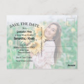 Elegantes Script-Abschluss-Foto SAVE THE DATE Postkarte (Rückseite)