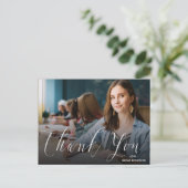 Elegantes Script Abschluss Foto Vielen Dank Postca Postkarte (Stehend Vorderseite)