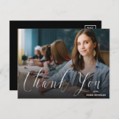 Elegantes Script Abschluss Foto Vielen Dank Postca Postkarte (Vorne/Hinten)